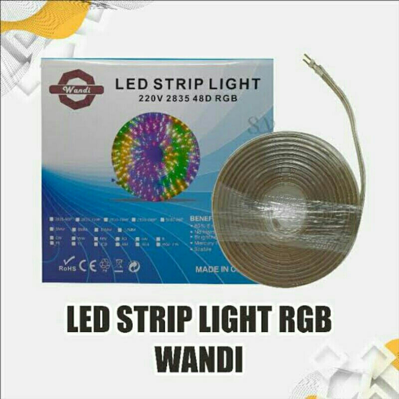 Jual LED STRIP LIGHT RGB WANDI 220V 2835 48D RGB | Shopee Indonesia