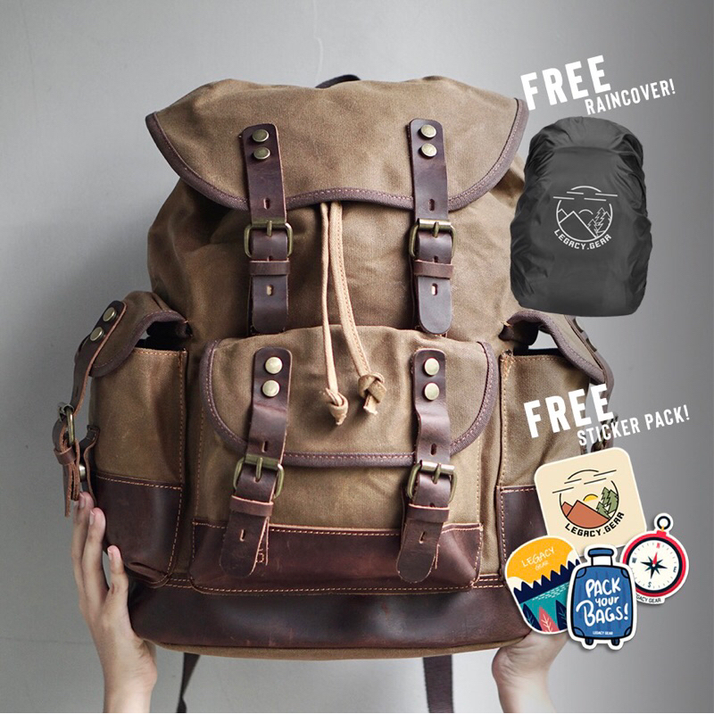 Waxed Canvas Backpack Backpack Vintage Style Timeless Vintage