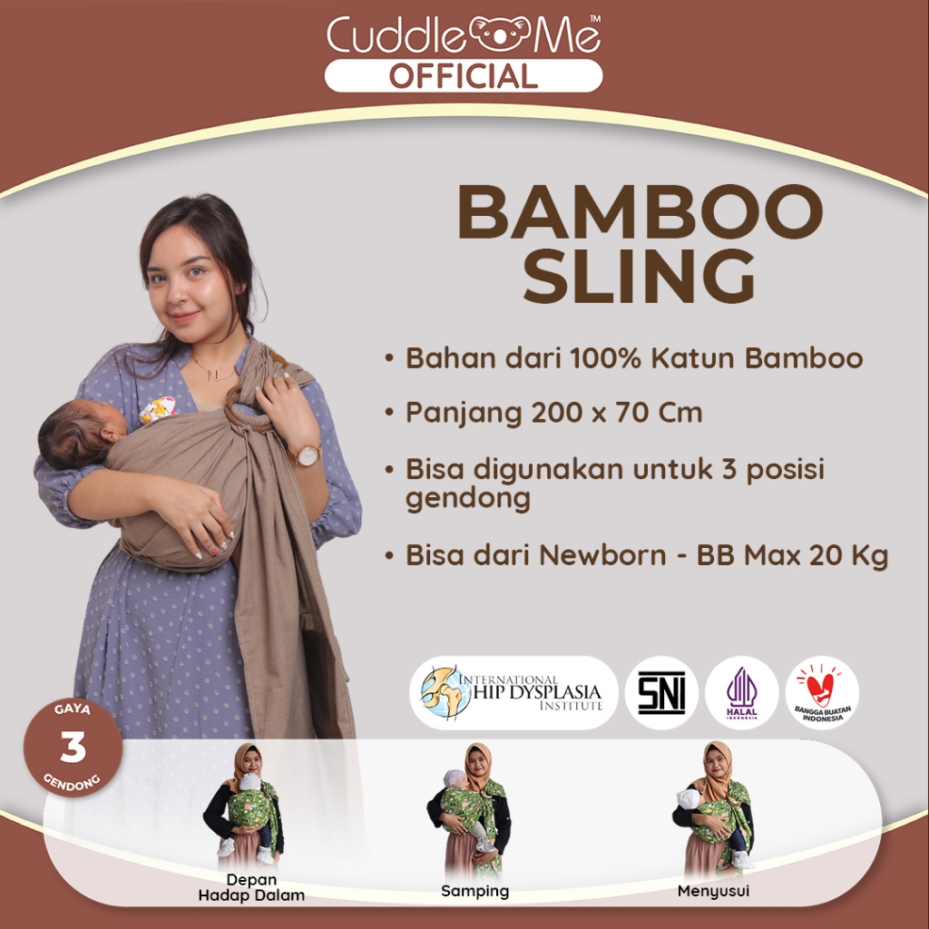 Jual Gendongan Bayi Instan Bamboo Ring Sling Solid Cuddleme Sni Praktis Aman Dan Nyaman