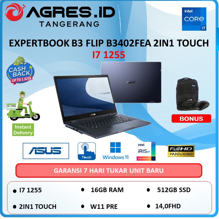 Jual ASUS EXPERTBOOK B3 FLIP B3402FEA 2IN1 TOUCH I7 1255 RAM 16GB SSD ...