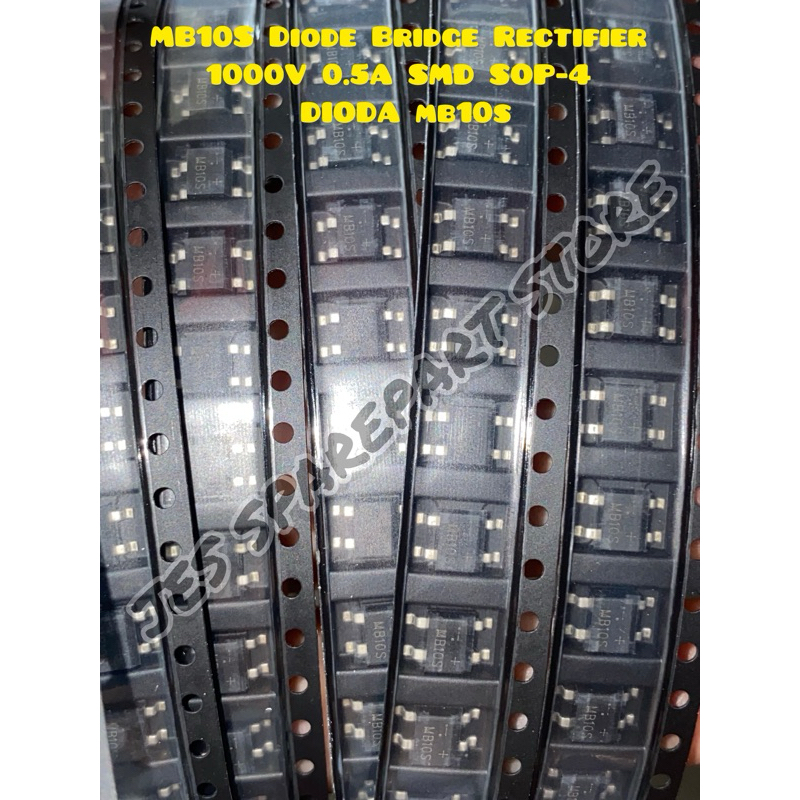 Ponte Raddrizzatore MB10S SMD - 4 Pezzi | 1000V 0.5A | Formato SOIC-4 Per Circuiti Elettronici