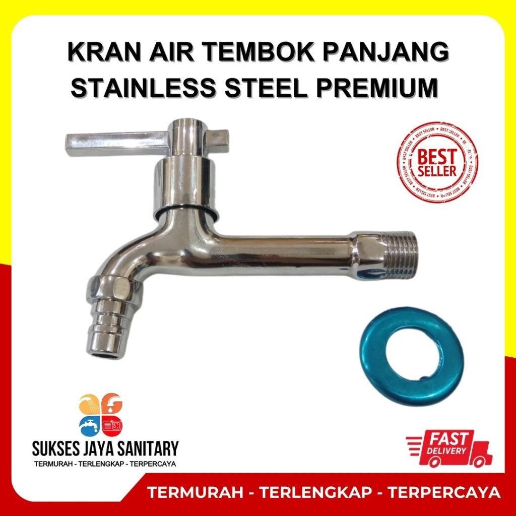 Jual Keran Air Kran Air Mesin Cuci Wastafel Panjang Stainless Steel Tembok Cabang Rumah Dapur 6071