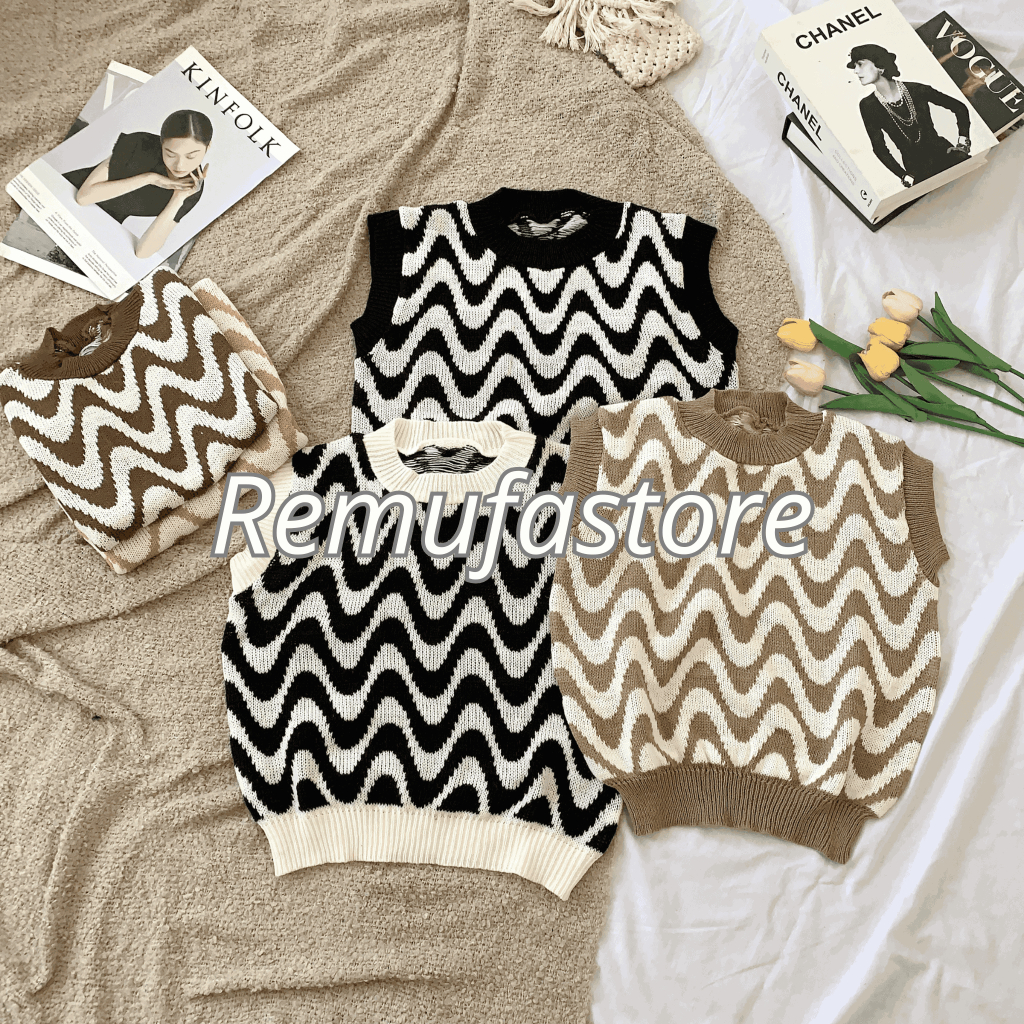 Jual Wave Pattern Vest / Rompi Rajut Wanita | Shopee Indonesia