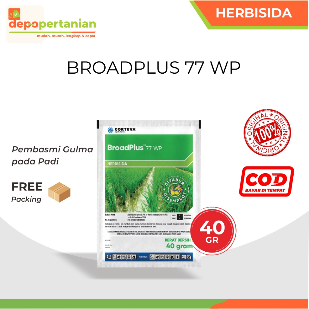 Jual Herbisida Broadplus 77 WP 40 Gram Obat Pembasmi Gulma Rumput Padi ...