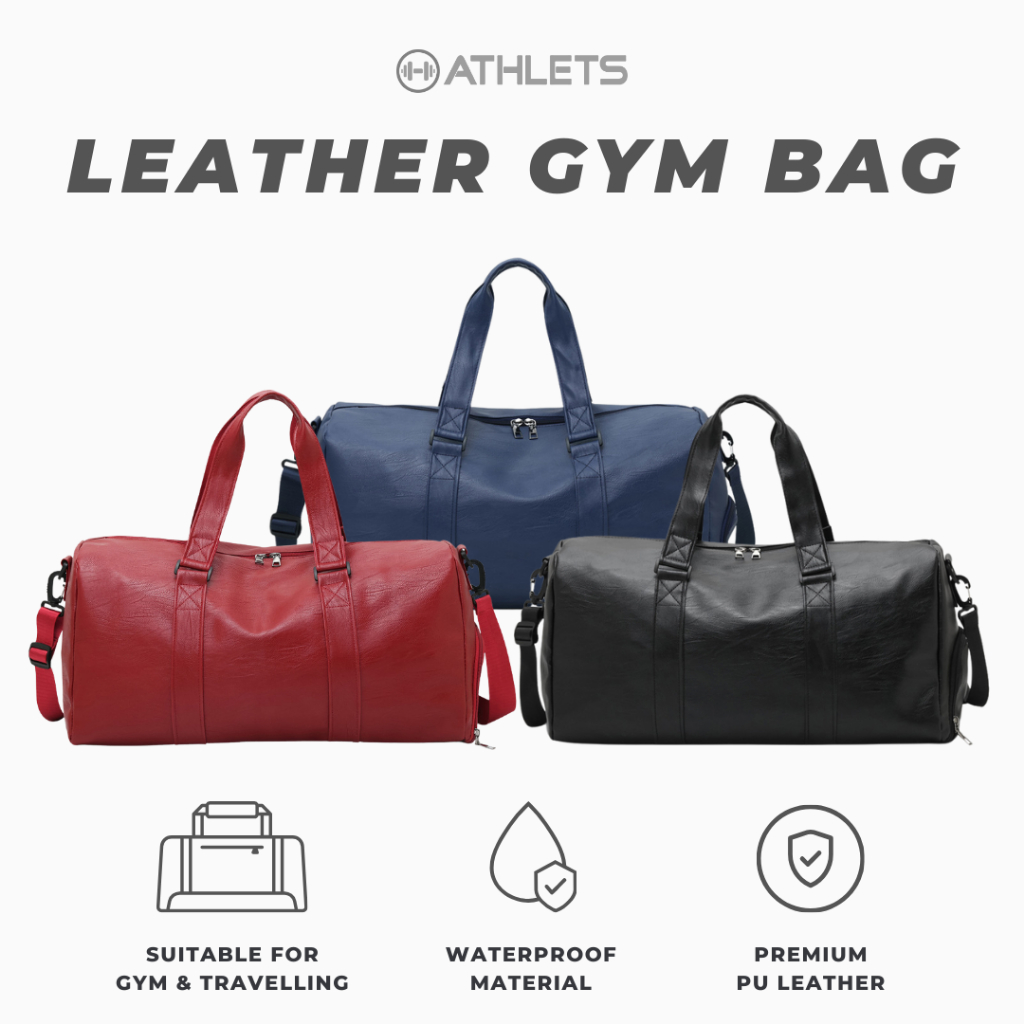 ATHLETS Leather Gym Bag Tas Travel Kulit Duffle Bag Duffel
