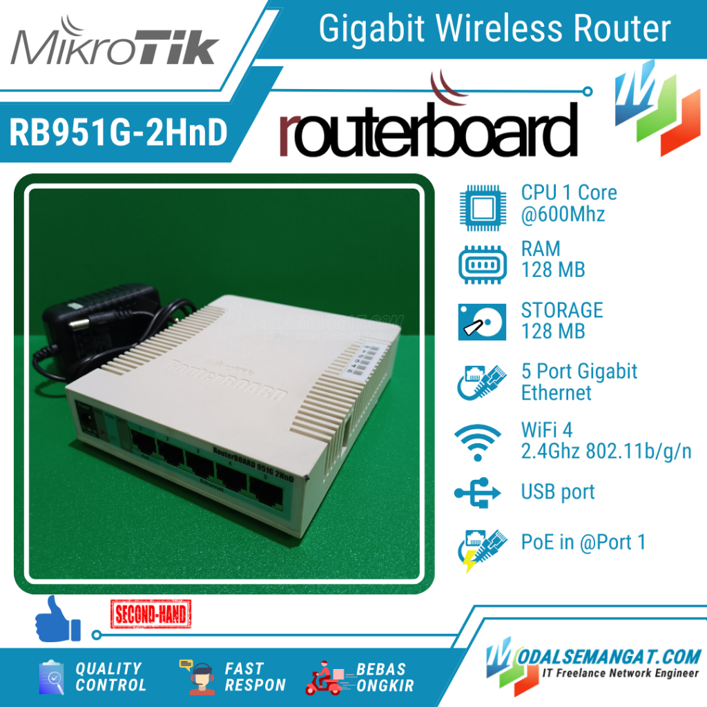 Jual MikroTik RB951G-2HnD Gigabit | 600Mhz | RAM 128MB | Storage 128MB ...