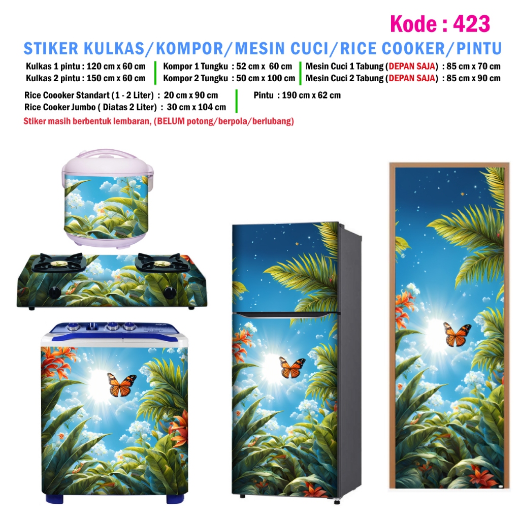 Jual Stiker Kulkas 1 Pintu dan Sticker Kulkas 2 pintu Hutan Tropis ...