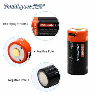 Jual Doublepow Baterai Rechargeable CR123A Li-Ion 3.7V 650mAh 1 PCS ...