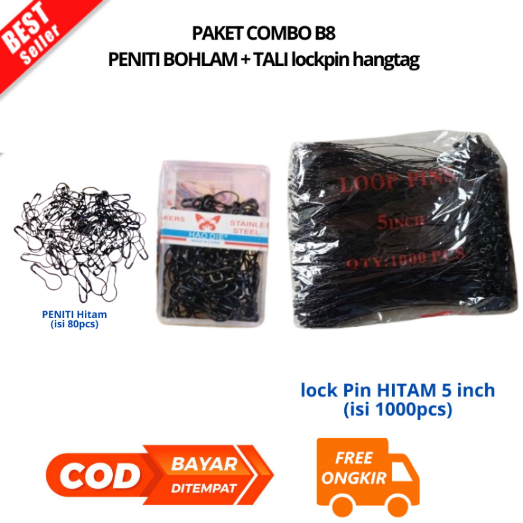 Jual [BAYAR DI TEMPAT] (Paket 01) LOCK PINS 1000 PCS + HANG TAG / 200 ...