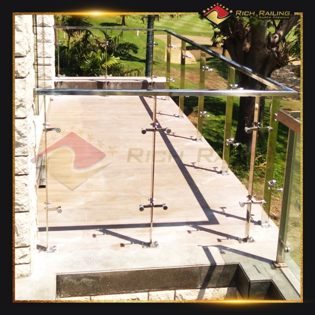 Jual [Rich Railing] Railing tangga stainless 316 tiang kaca RRP 101 ...