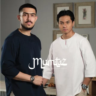 CUTOFF Mumtaz Kemeja Koko Cotton Kasual Basic Polos Pria Lengan 3/4