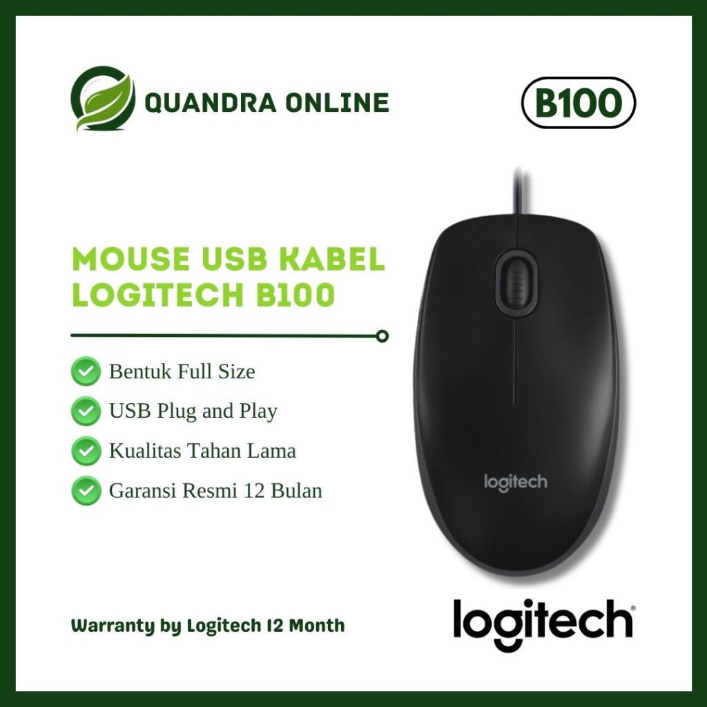 Jual Mouse USB Logitech B100 Original | Shopee Indonesia