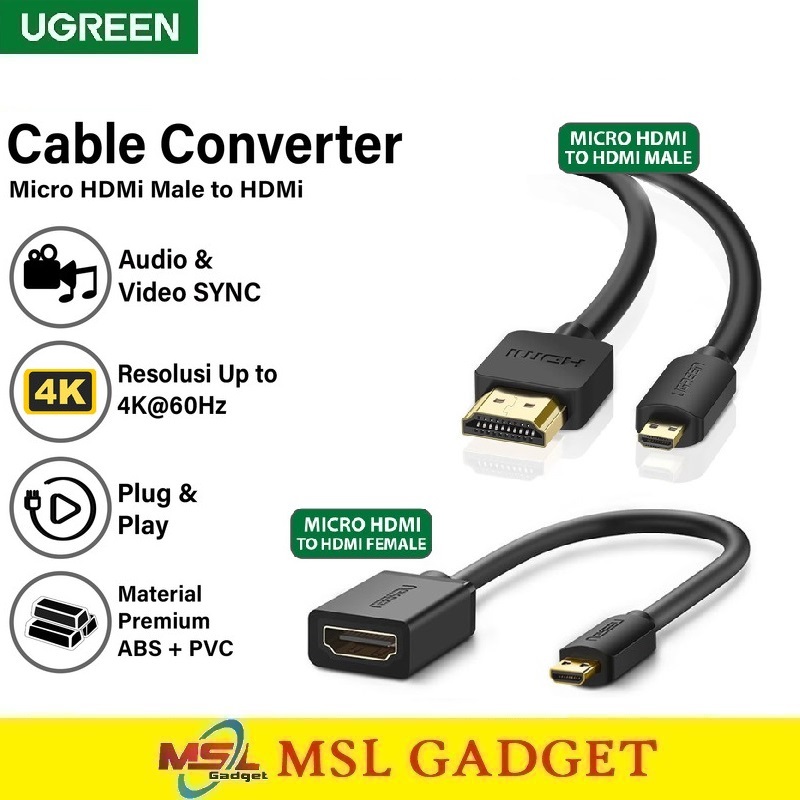 Jual Ugreen Kabel Konverter Micro Hdmi To Hdmi Hd K Kamera Gopro Shopee Indonesia