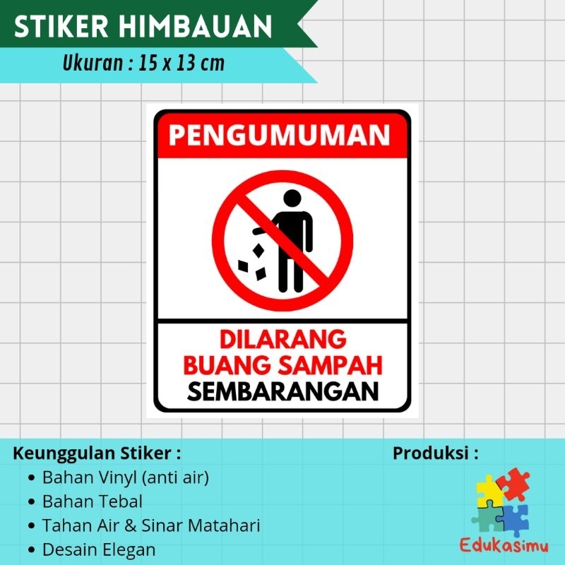 Jual STIKER DILARANG BUANG SAMPAH SEMBARANGAN | Shopee Indonesia