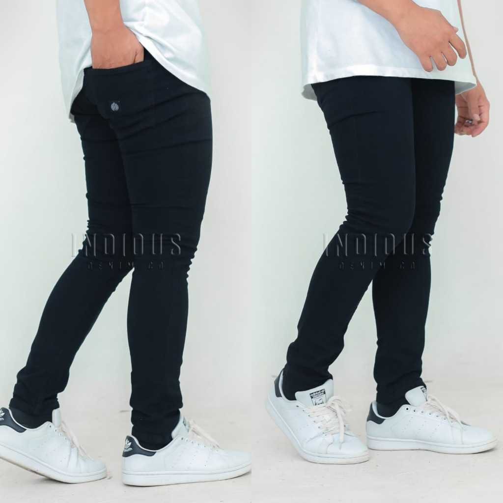 Jual Celana jeans panjang skinny semi slimfit cowo / celana jeans black