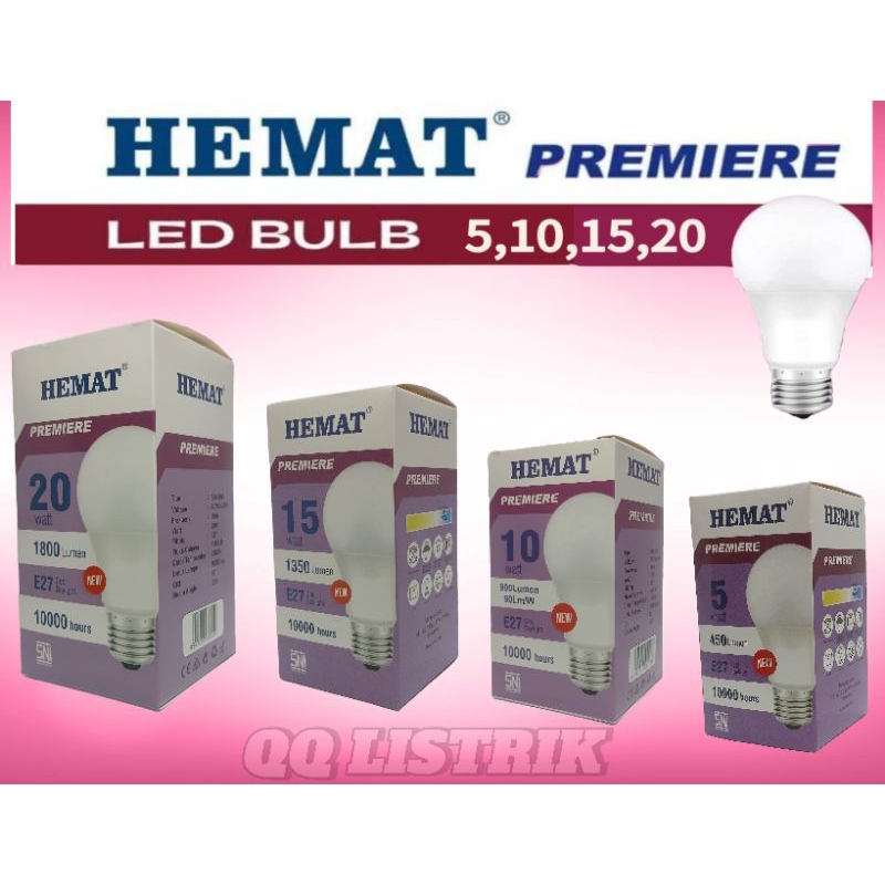 Jual LAMPU LED HEMAT PREMIERE 5W 10W 15W 20W, PUTIH, A BULB HEMAT