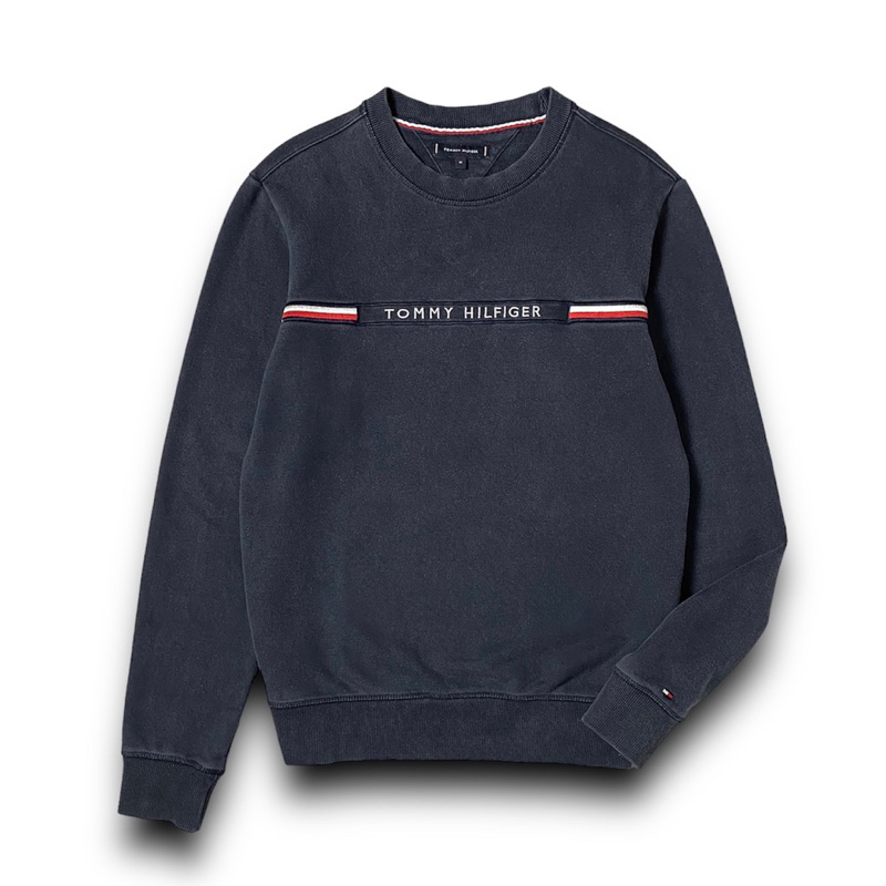 Jual Tommy Hilfiger Embroidery Font Logo Crewneck ( Dark Navy Sunfaded ...