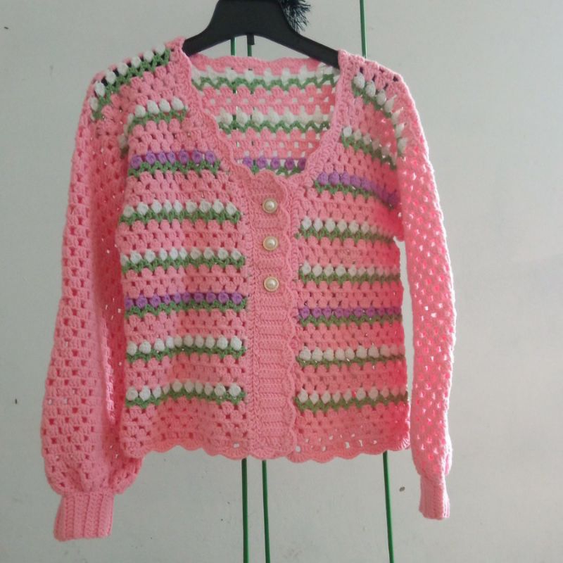 Jual Cardigan tulip crochet ( cardigan rajut tangan/crochet handmade ...