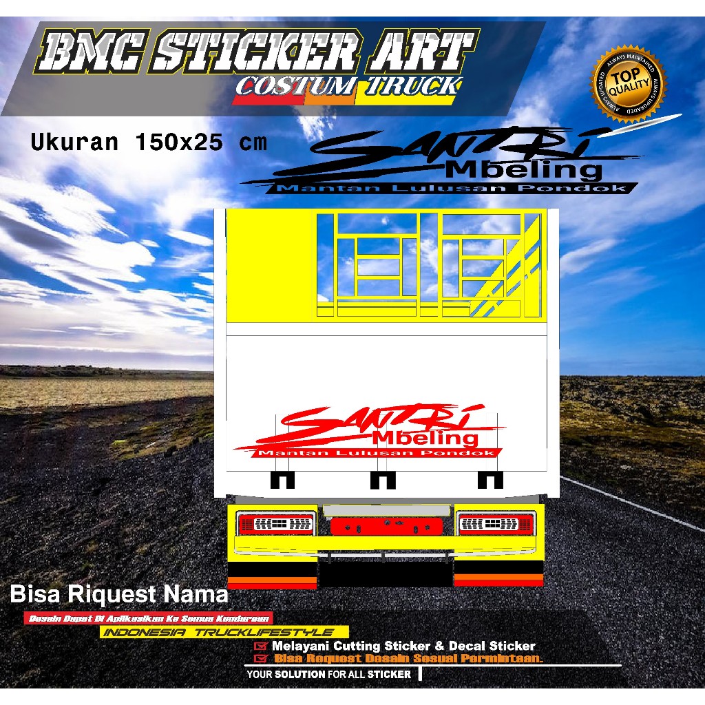 Jual sticker cutting pintu bak santri mbeling ukuran 170 x30 cm ...