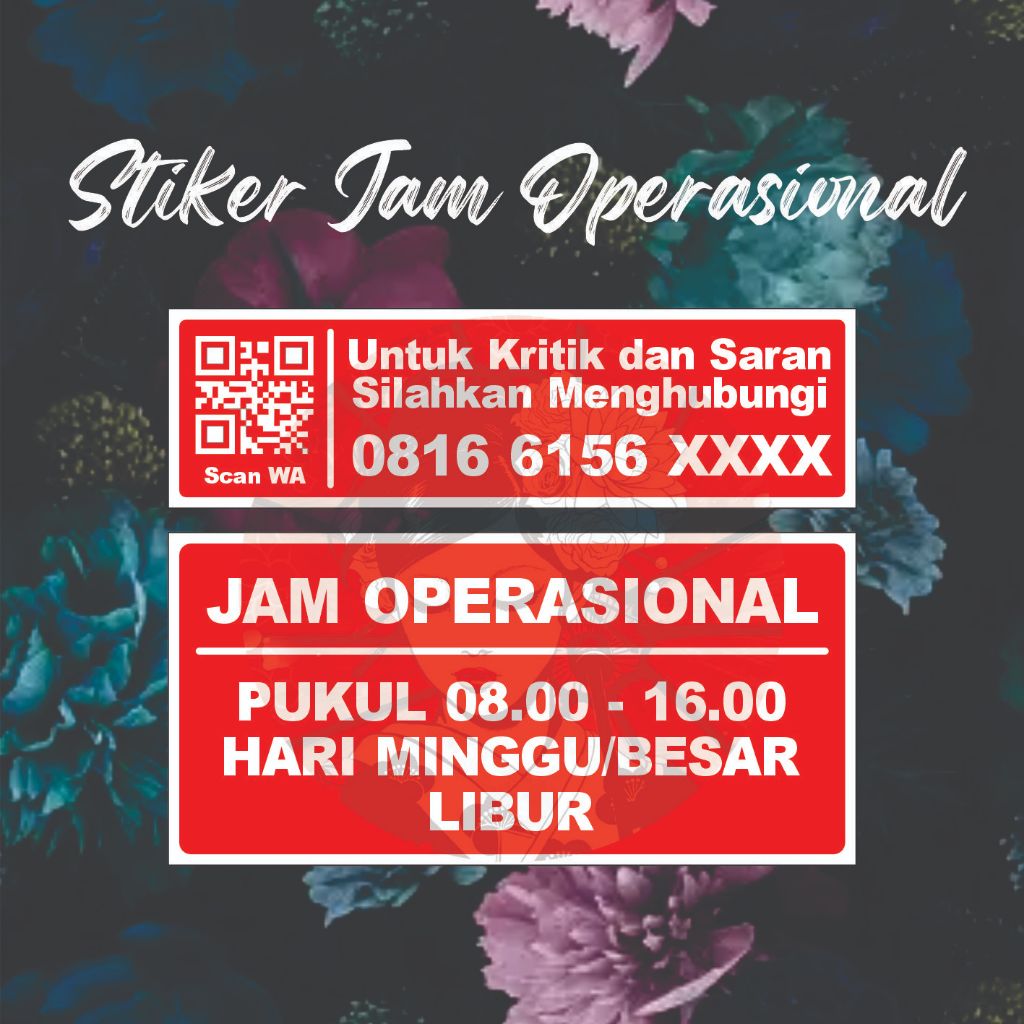 Jual Stiker Jam Operasional Toko Kritik dan Saran Foam Karet Tebal
