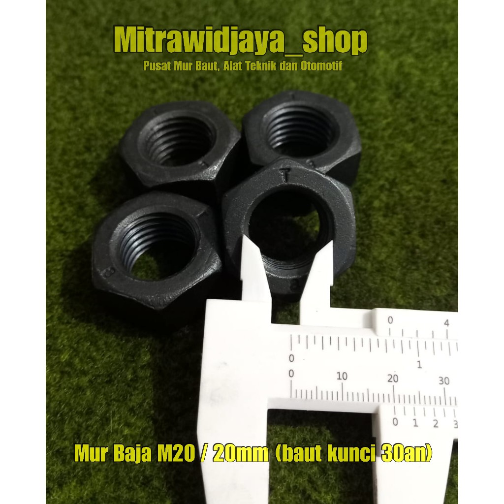 Jual Mur Baja 8.8 Hitam M20 20mm Kunci 30 Nut Only Hexagon High Tensile ...