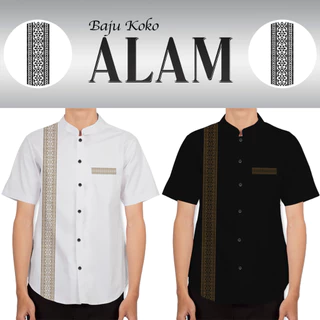 FortKlass ALAM Baju Koko Bordir Kemeja Polos Pria Lengan Pendek Regular Fit Pakaian Muslim