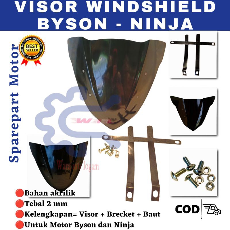 Jual Visor Windshield Custom Hitam Pnp Motor Byson Ninja R Akrilik Plus