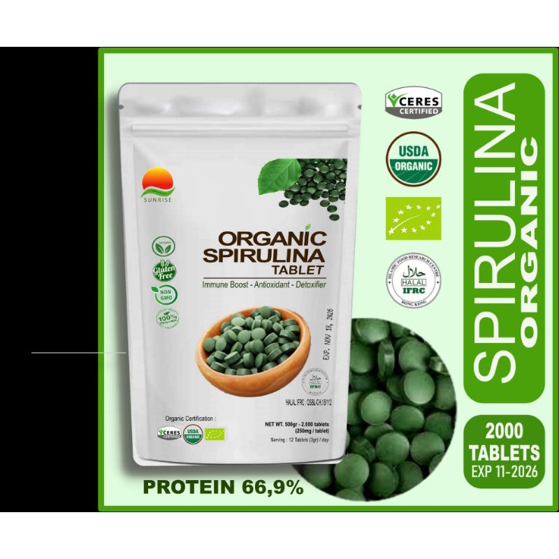Jual Organic Spirulina 1000 Tablet Super Nutrisi Vitamin Anak Ibu Hamil Menyusui Dewasa Maag