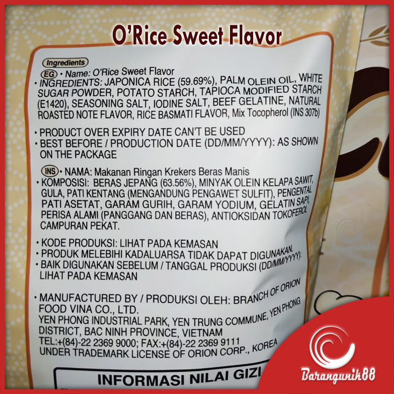 Jual Crackers Rice Delfi Orion Krekers Beras O'Rice Orice Krice K'Rice ...