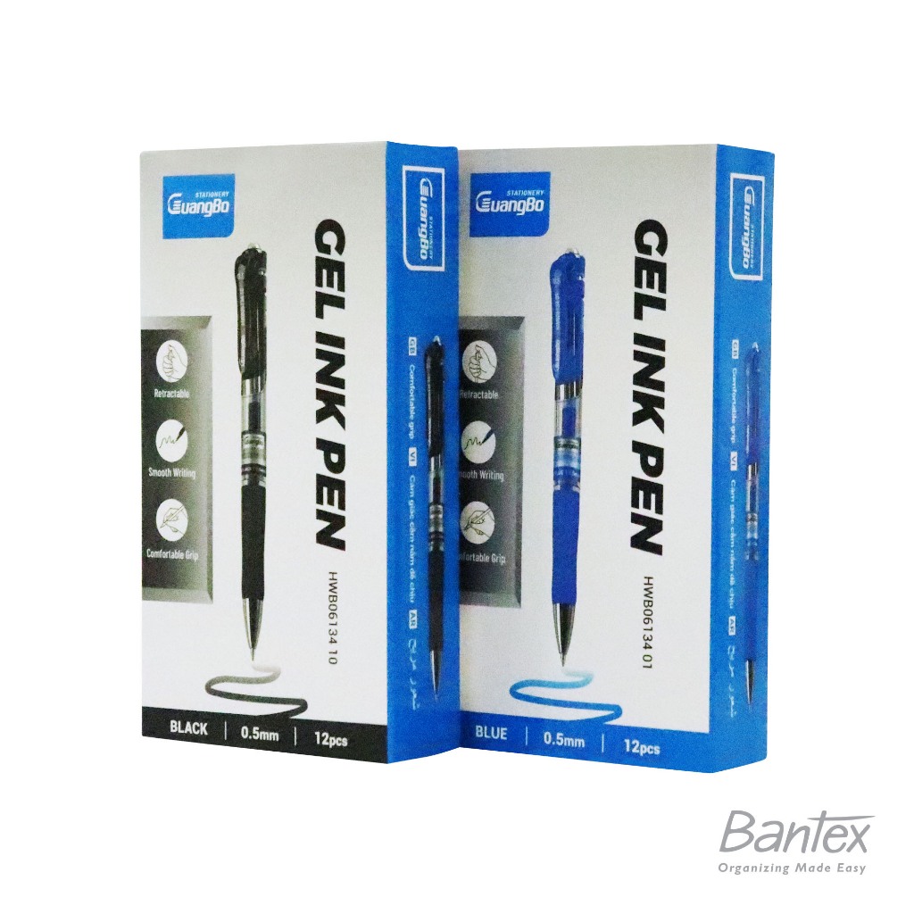 GuangBo Gel Ink Pen Pulpen Cair Pena Gel Hitam/Biru 0.5mm (1 Pack) - HWB06134