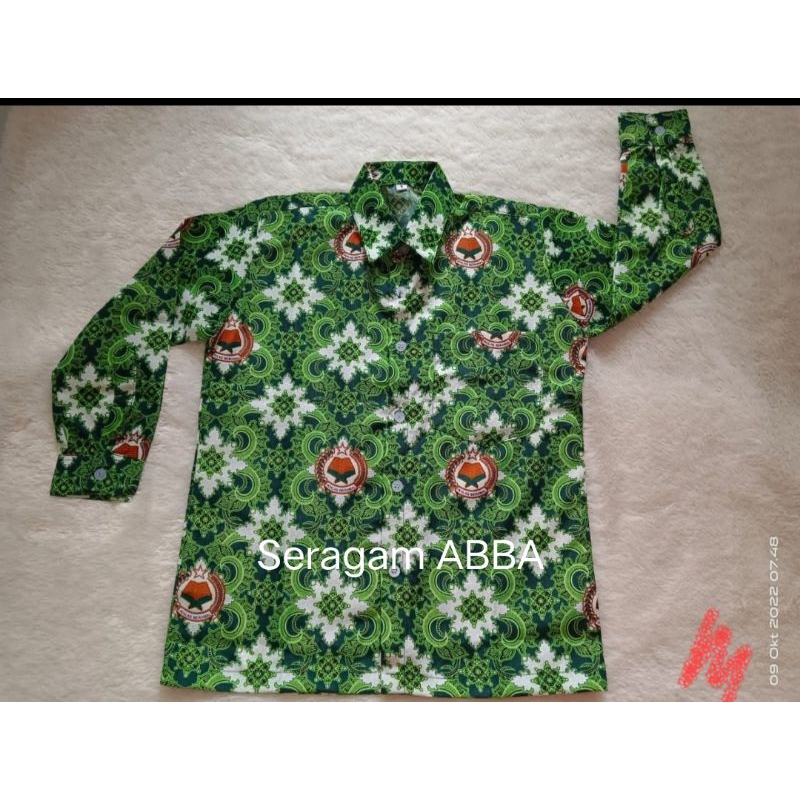 Jual Seragam Sekolah Batik Hijau Iklas Beramal Lengan Panjang Shopee