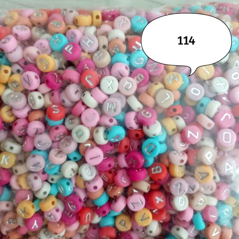 Jual Manik Manik Letter Beads 25gr / Bentuk Kotak Balok Love Bulat