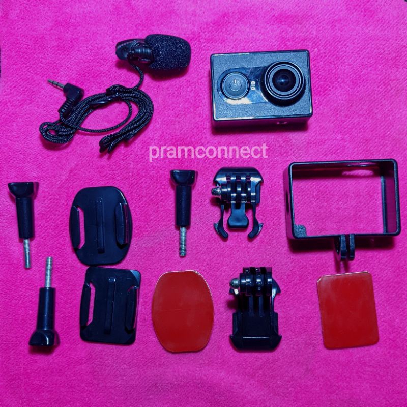 Jual action cam xiaomi yi inter black mod paket motovlog support mic ...