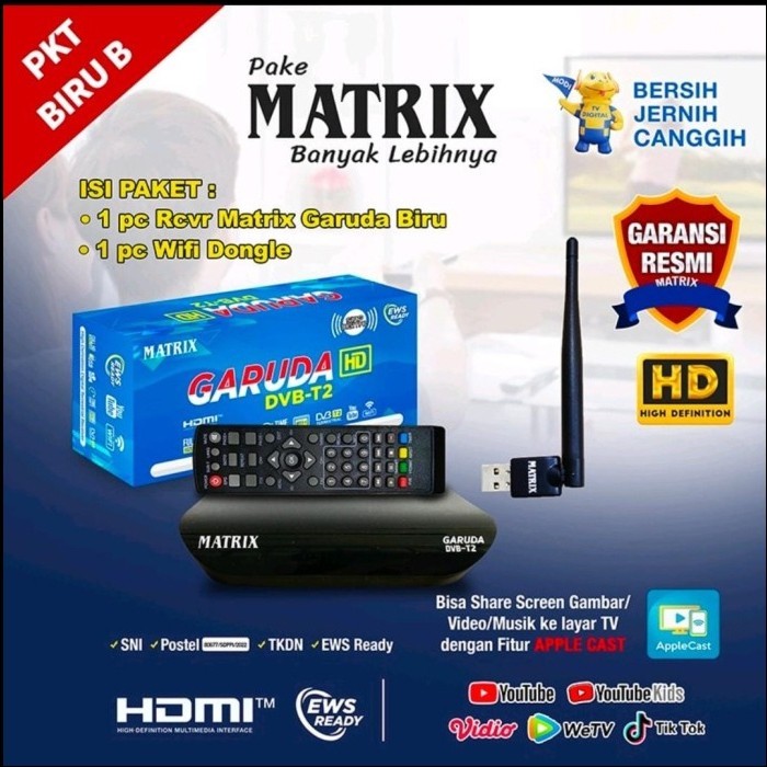 Jual SET TOP BOX MATRIX APPLE GARUDA BIRU YOUTUBE TV DIGITAL - STB ...