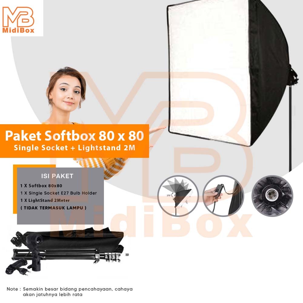 Jual Paket Softbox Lighting Midio D1 Softbox 80x80 Plus Tripod Stand ...