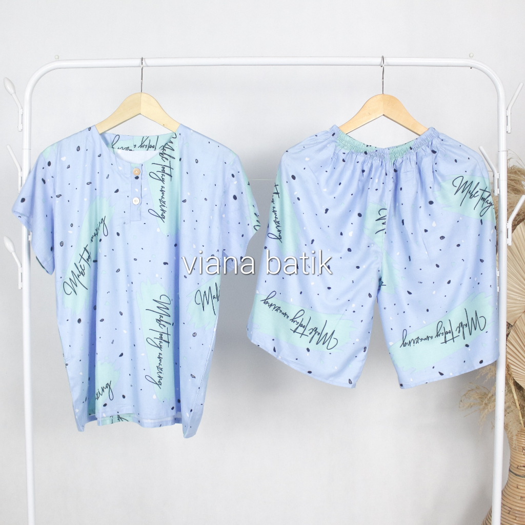 Jual Setelan Baju Tidur Lengan Pendek Dewasa Piyama Celana Pendek Rayon