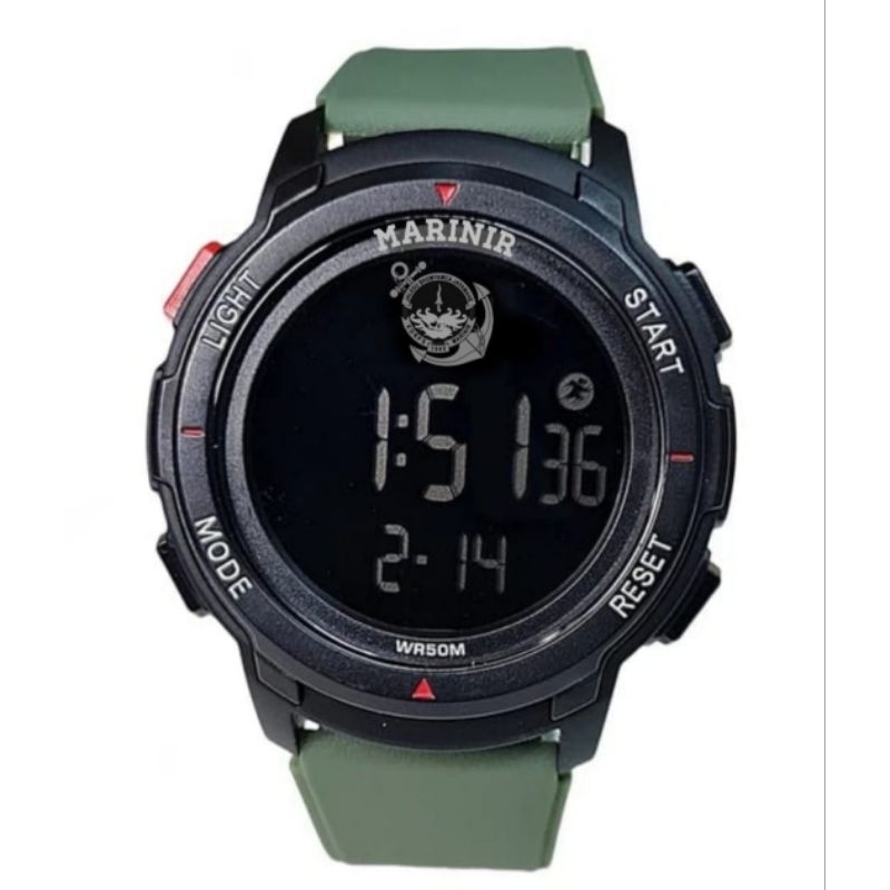 Jual Jam tangan digital logo marinir tni al strap rubber hijau army ...