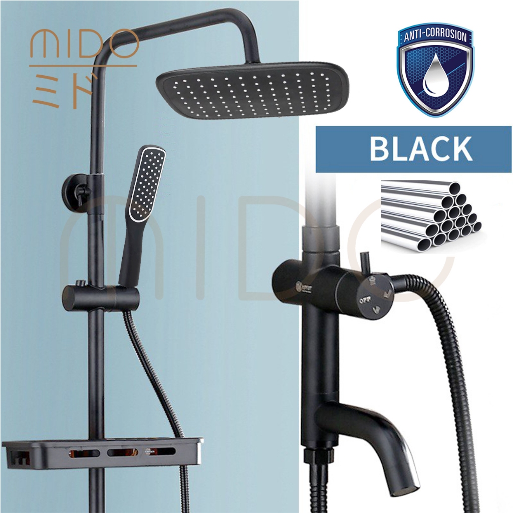 Jual Paket Shower Tiang Set + Keran Air Cabang Hitam / Tiang Shower ...