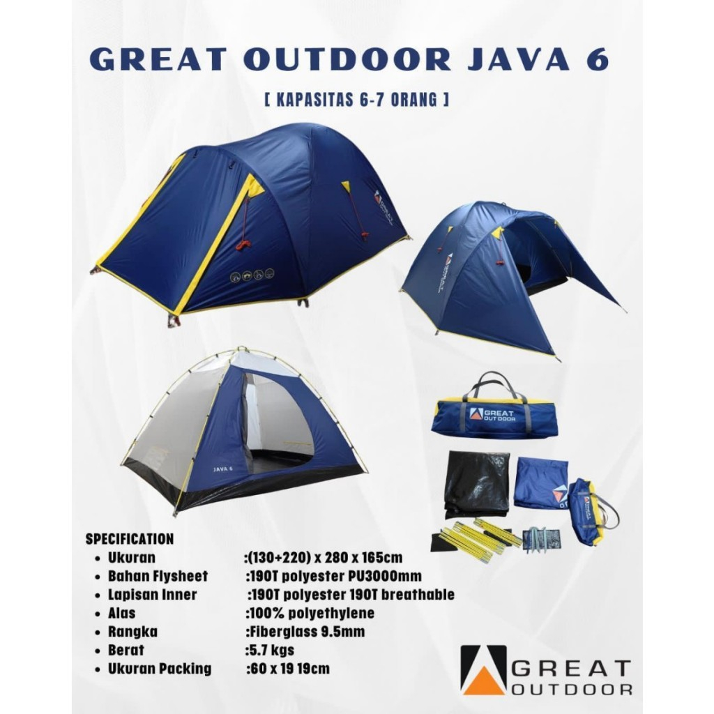 Jual Tenda great outdoor java 6 - tenda camp - tent | Shopee Indonesia