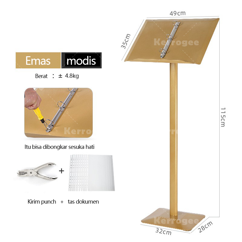 Jual Stand Menu Stand A4 Tempat Menu 115cm Rak Menu Buku Menu Restoran ...