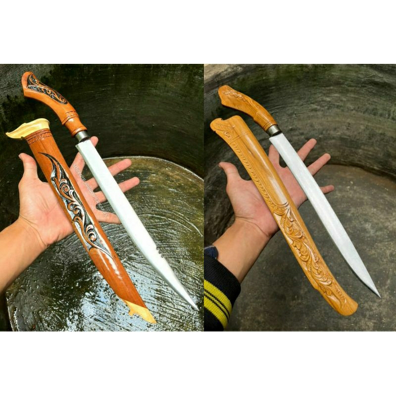 Jual Pisau Tradisional Ren Cong Panjang Sembelih Hewan Baja Asli Kayu ...