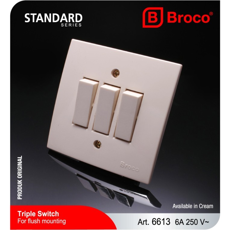 Jual BROCO IB SAKLAR 3 GANG CREAM 6613 TRIPLE SWITCH INBOW | Shopee ...