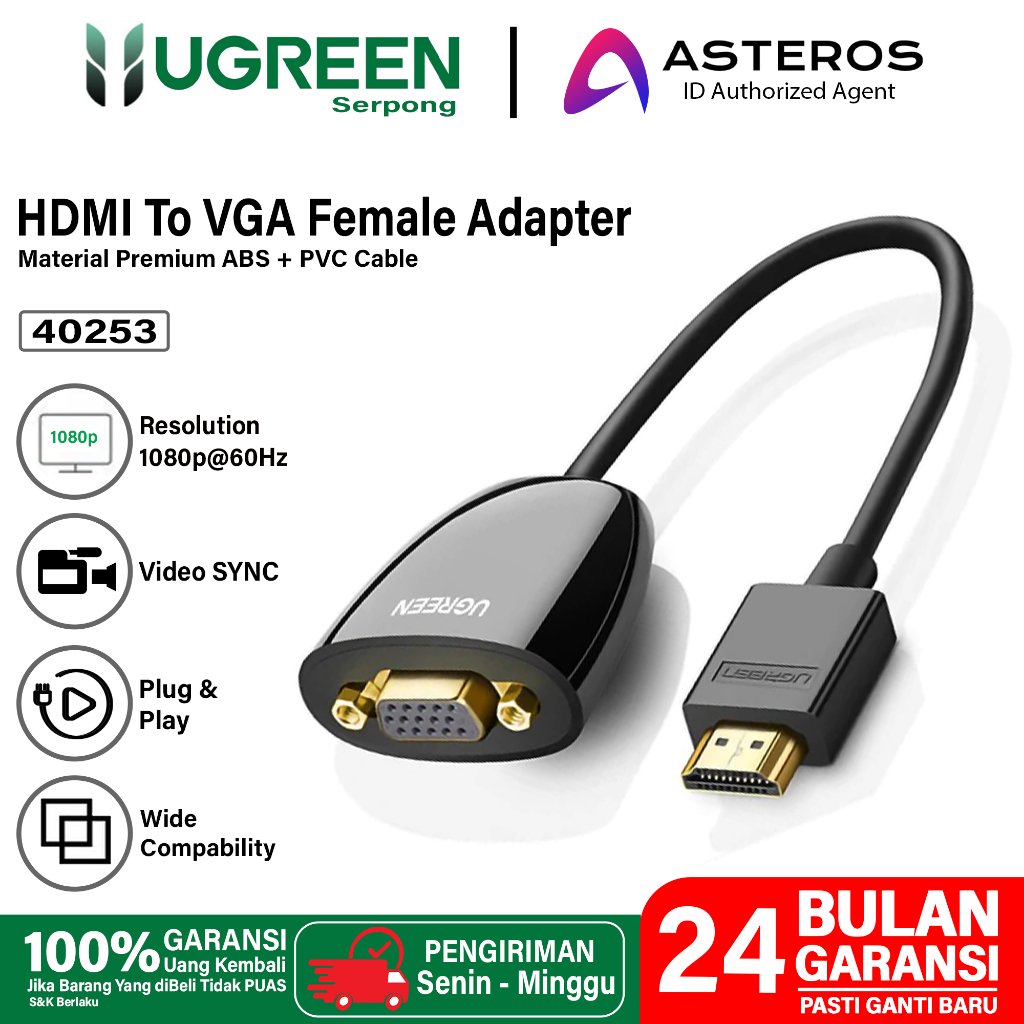 Jual UGREEN Adapter Converter HDMI To VGA Female Untuk PC Laptop TV ...