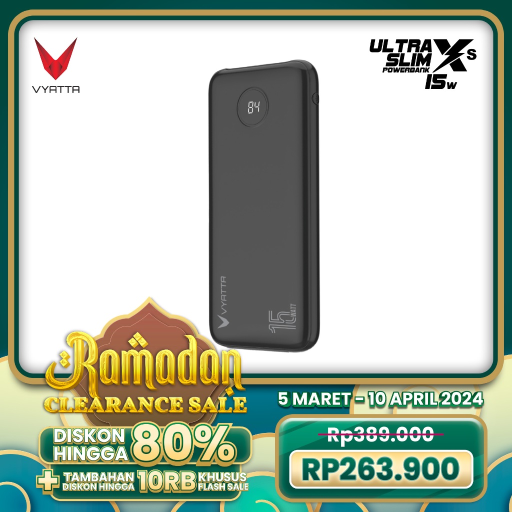 Jual VYATTA ULTRA SLIM XS POWERBANK POWER BANK 15W 2IN1 LIGHTNING TYPE ...