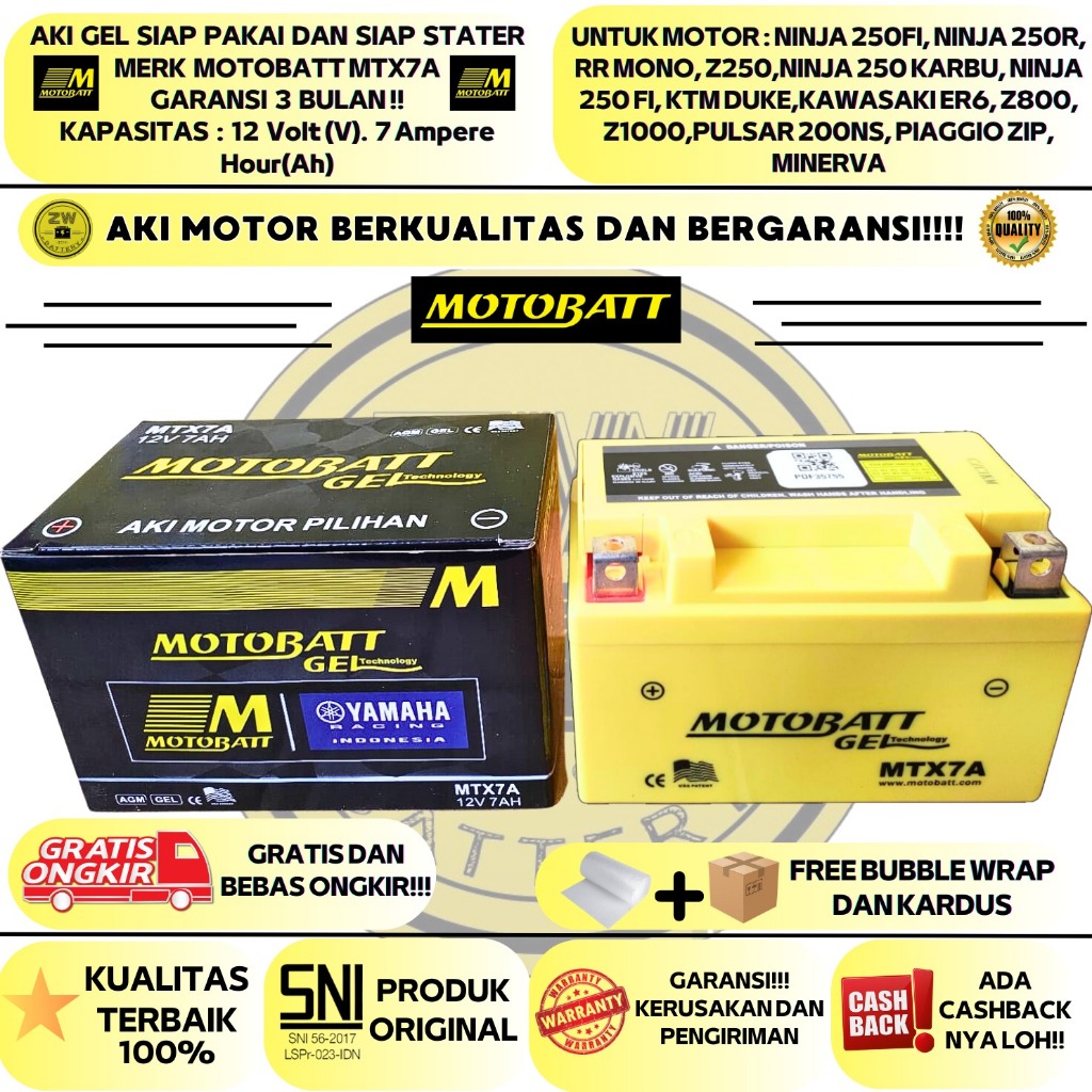 Jual AKI MOTOR PIAGGIO ZIP, MINERVA ALL TYPE, PULSAR 200NS MTX7A