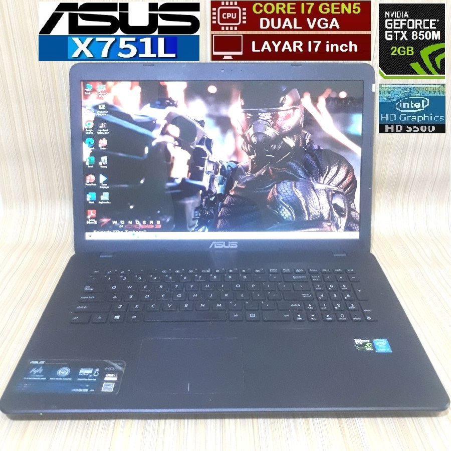 Jual LAPTOP LAYAR LEBAR 17 inch ASUS DUAL VGA CORE I7 SSD 512GB RAM