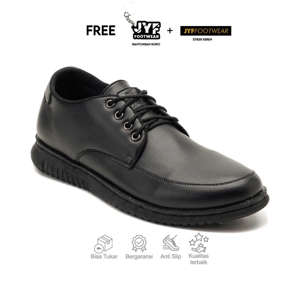 JYF Dandy Black Sepatu Oxford Pantofel Formal Pria Kulit Kerja Resmi  Kuliah Kondangan
