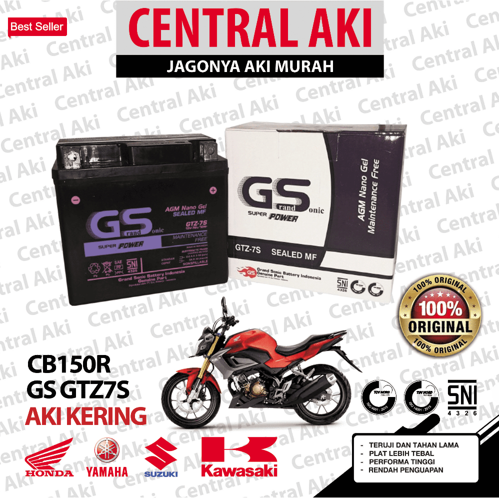 Jual Aki Motor Yamaha CB150R GS GTZ7S Accu Kering MF - Free Bubble Dus