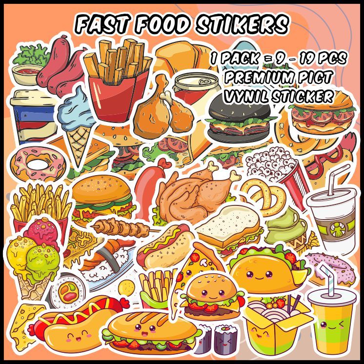 Jual [1 pack] Sticker Fast Food (Fast Food Sticker) Sticker Aesthetic ...