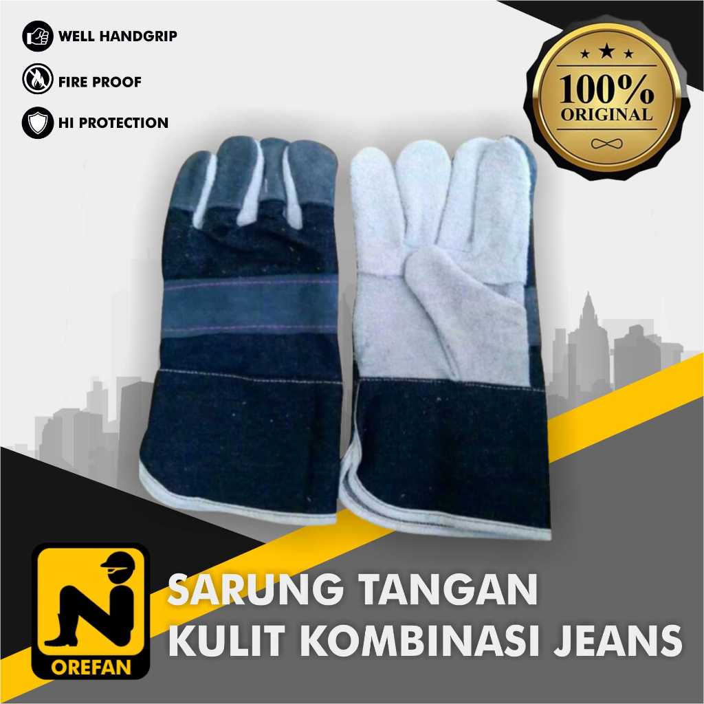 Jual Sarung tangan kulit kombinasi split jeans fitter safety glove ...